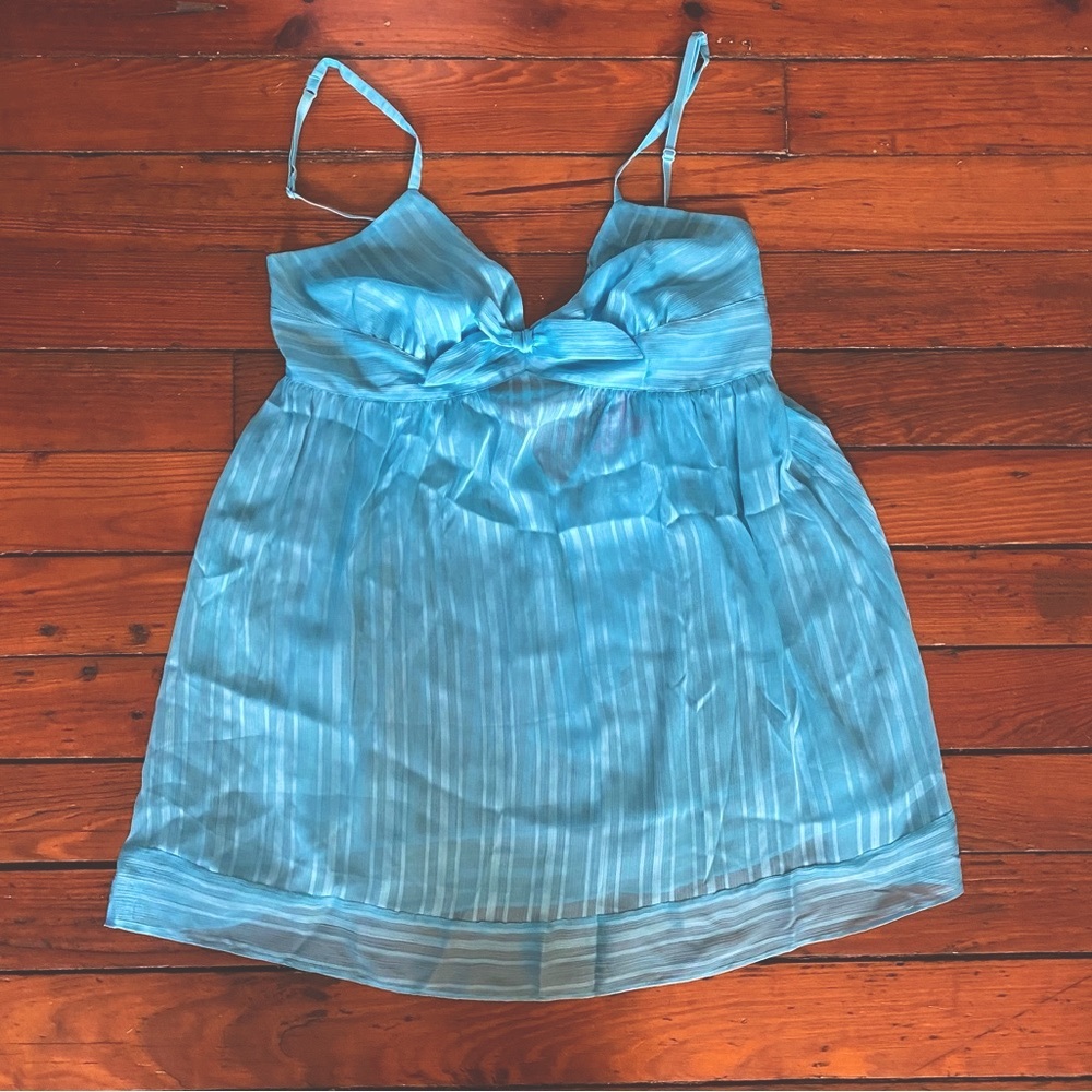 Betsey Johnson Intimates Light Blue sheer Negligee Double Bow Size Large Nighty